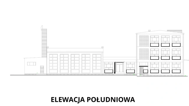 Elewacja południowa — Szkoła w Parszowie